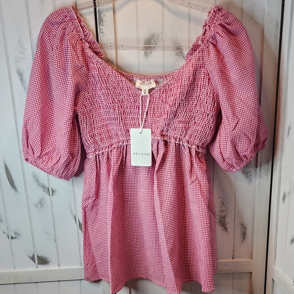 Heyson Pink Gingham Women's Top - Picture 3 of 10